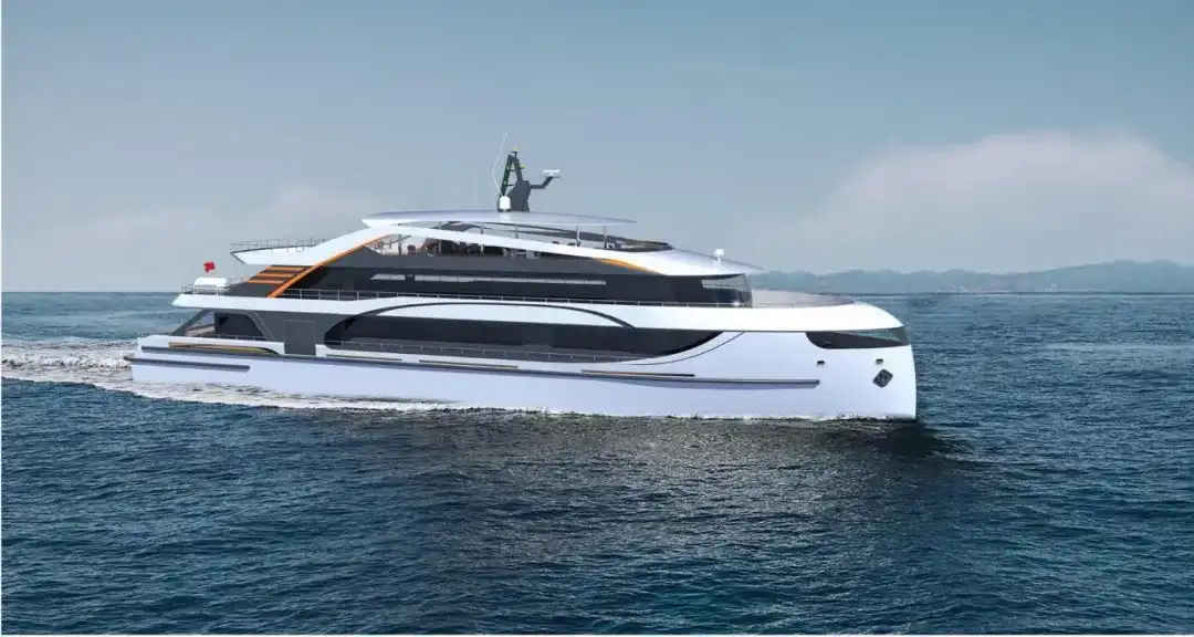 45-meter electric propulsion passenger ferry under construction at Zhoushan Kailin Shipyard, part of the city’s island-to-island ferry electrification project.